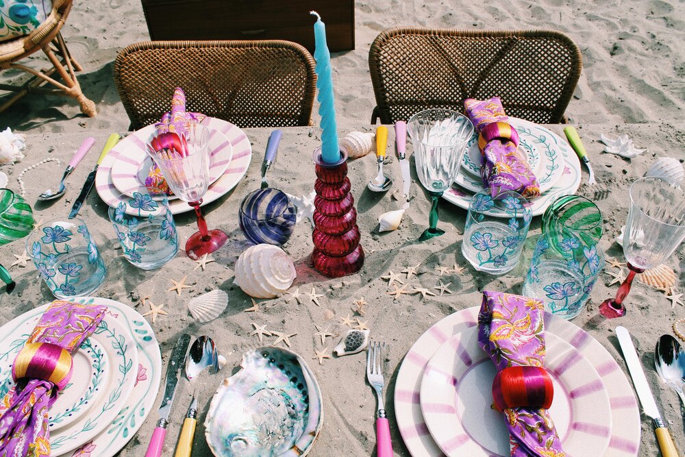 Waves Glass Tea lysestage - lilla